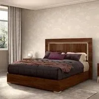 Eva Walnut Italian Bed with Gold Trim - Tobacco Walnut