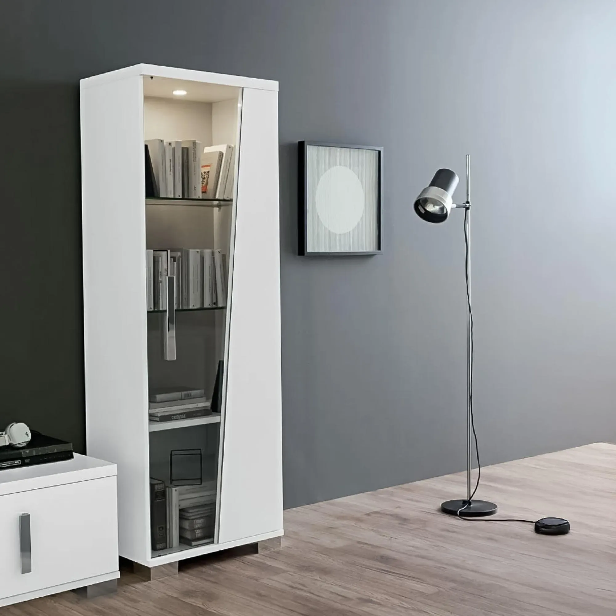 Lisa 1 Door Display Cabinet - White