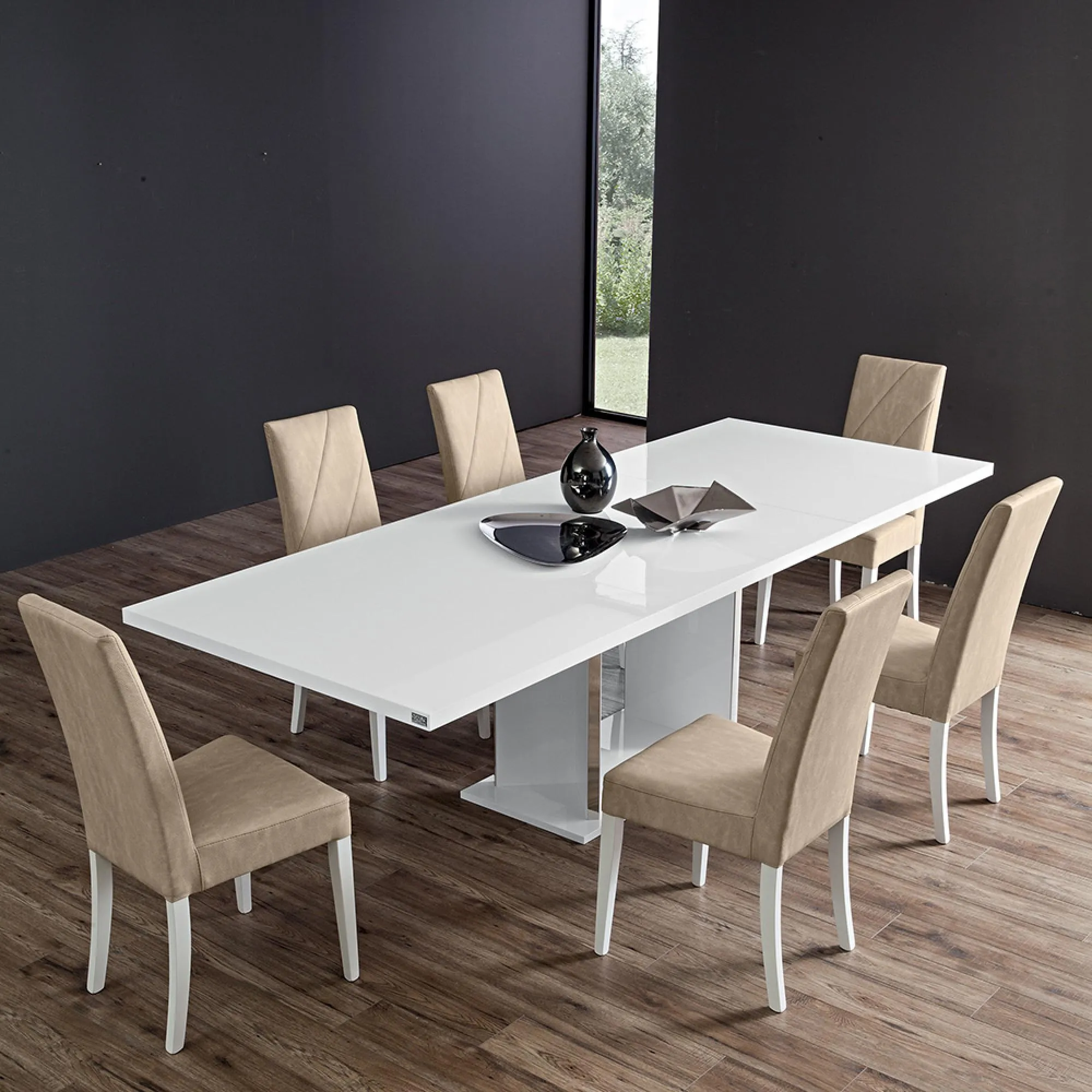 Lisa 6-10 Seater Extending Pedestal Dining Table - White