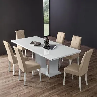 Lisa 6-10 Seater Extending Pedestal Dining Table - White