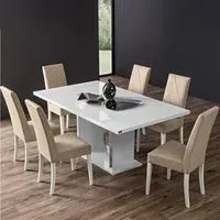 Lisa 6-Seater Pedestal Dining Table - White High Gloss