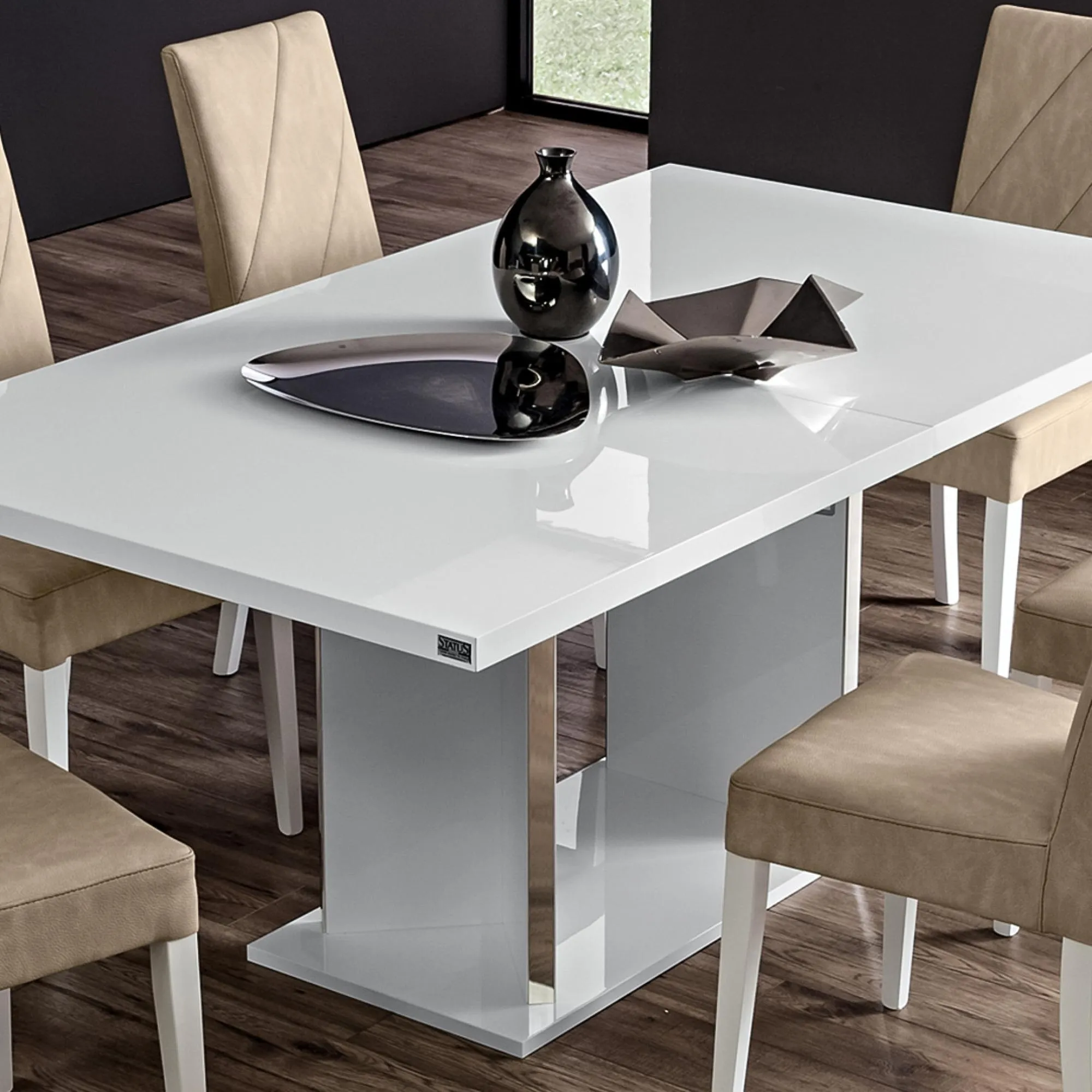 Lisa 8-Seater Pedestal Dining Table - White High Gloss