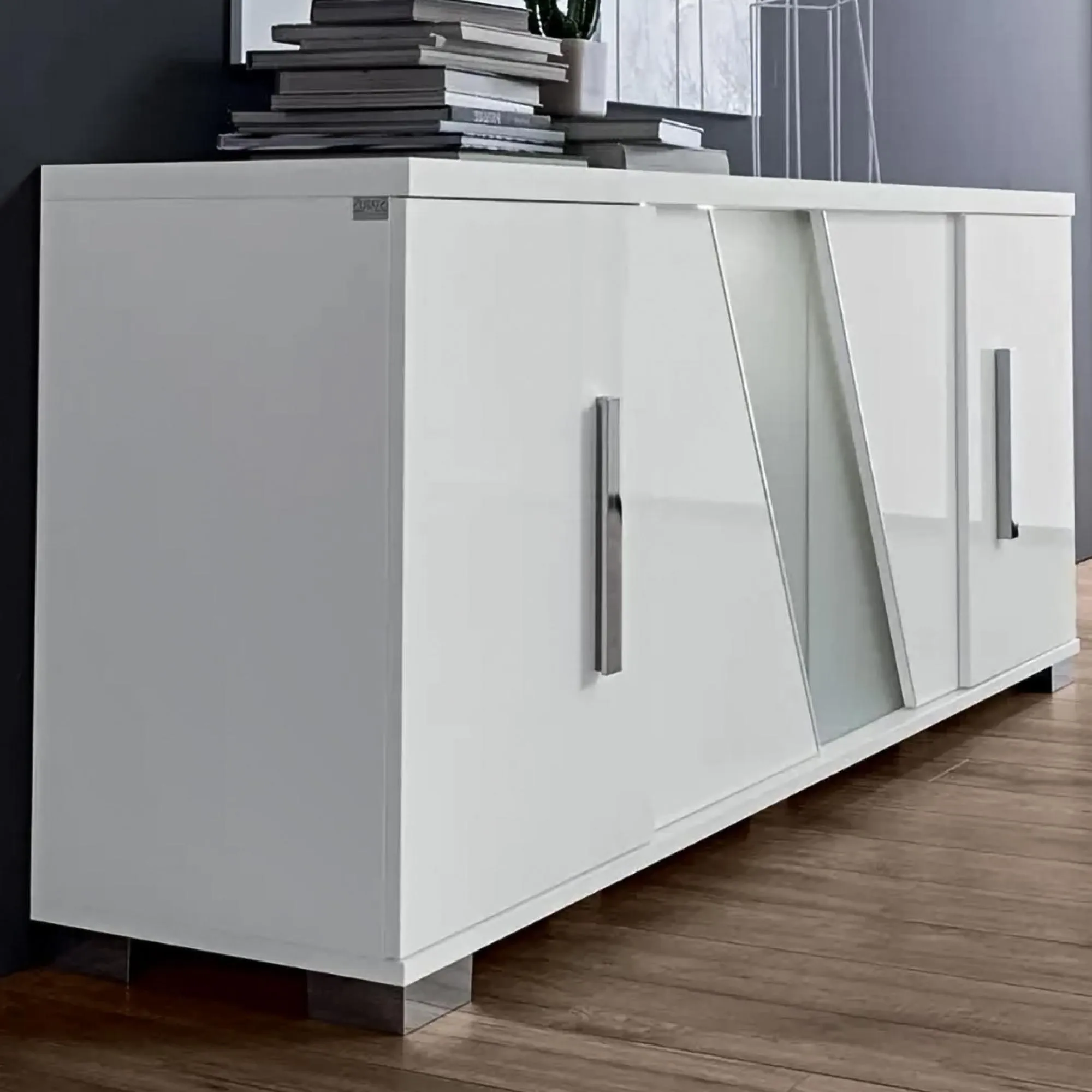Lisa Day 4-Door Buffet Sideboard - White, High Gloss