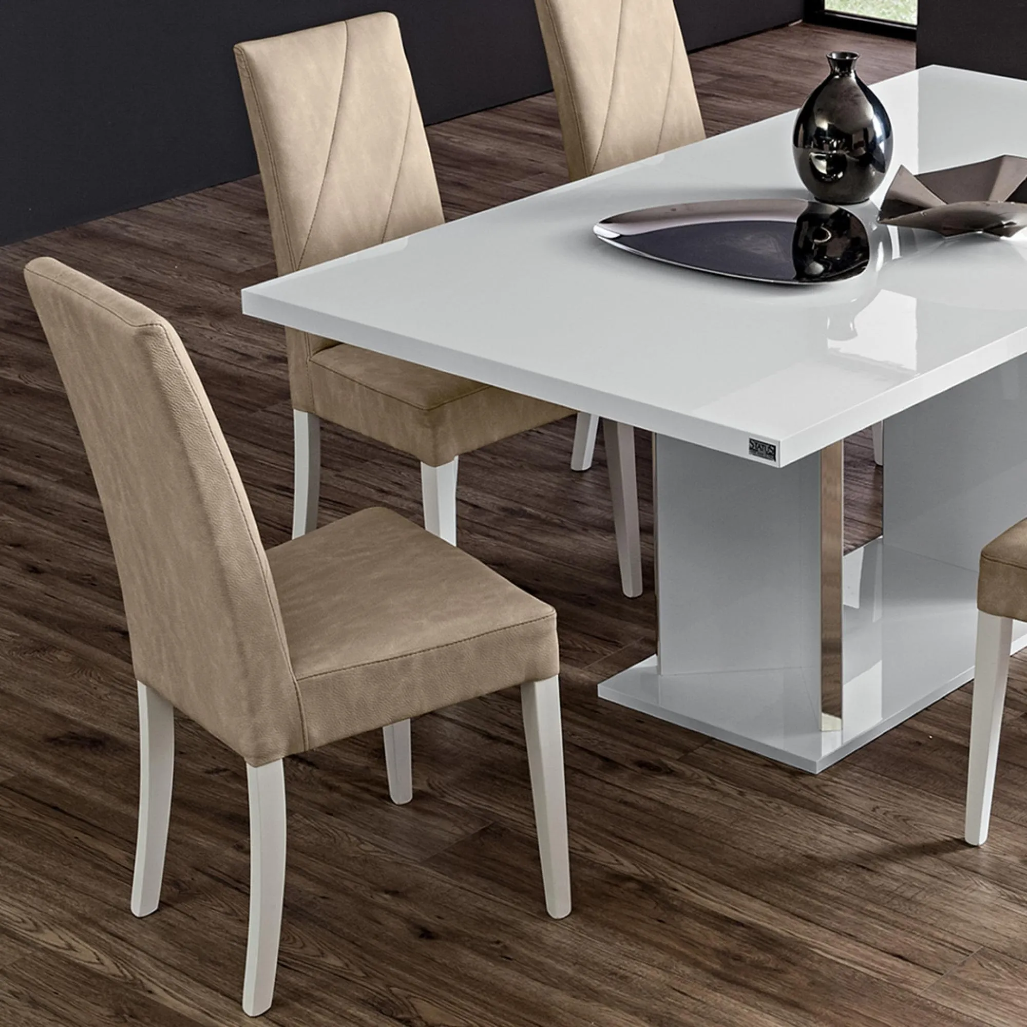 Lisa Italian Dining Chair Set of 2 - Beige, Faux Leather