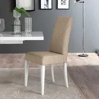 Lisa Italian Dining Chair Set of 2 - Beige, Faux Leather