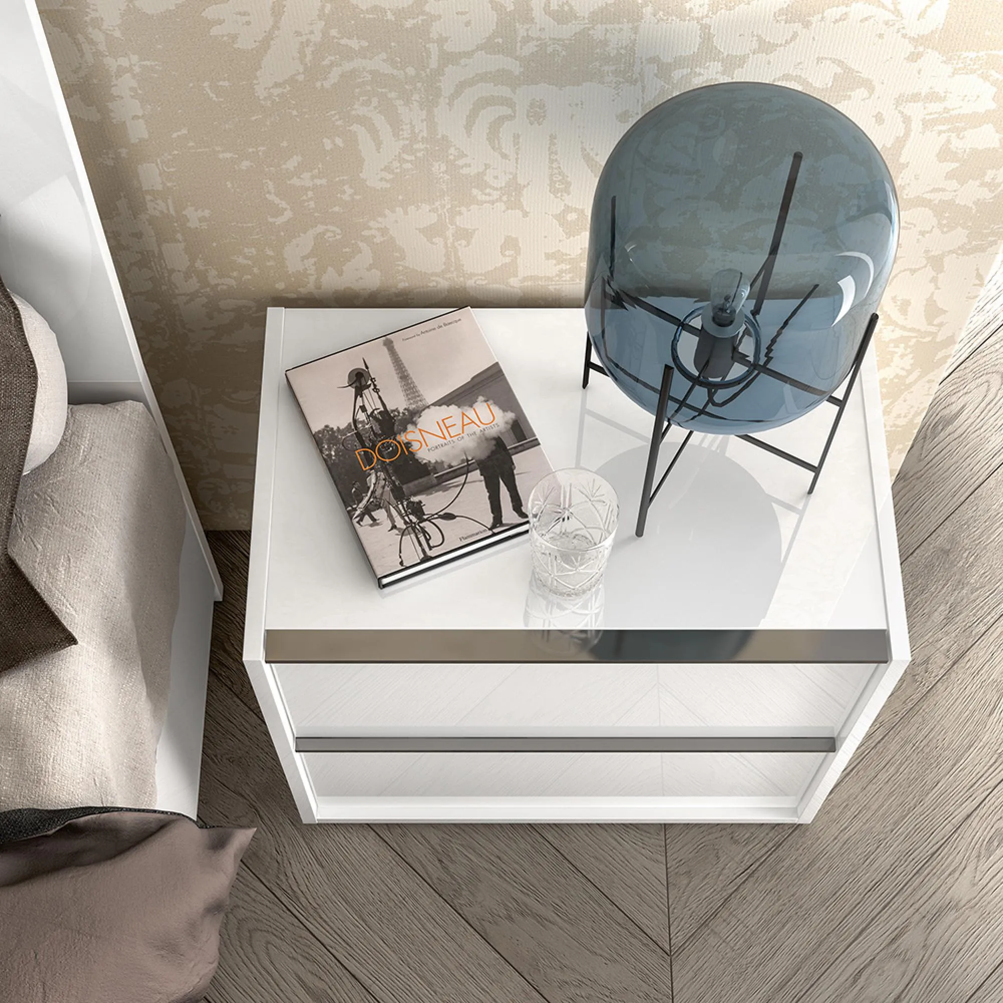 Luna 2 Drawer Bedside Cabinet - White