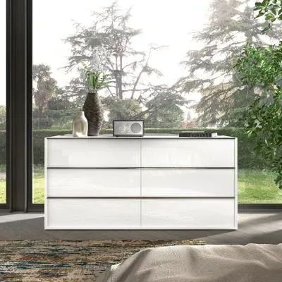Luna Wide 6 Drawer Dresser - White