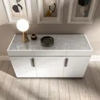 Mara 140cm Buffet Sideboard with Metal Handle - White