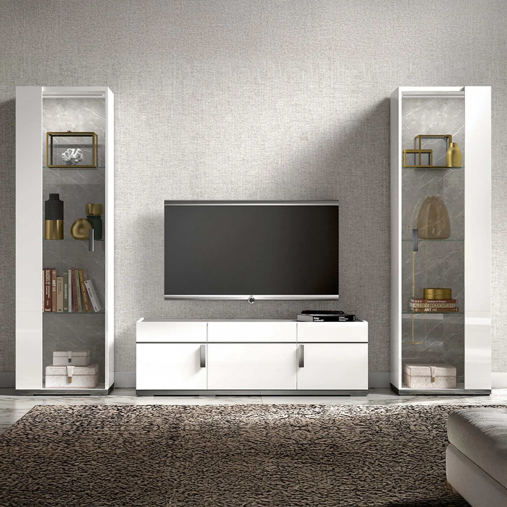 Mara 140cm TV Unit with Metal Handle - White