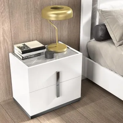 Mara 2 Drawer Bedside Cabinet - White