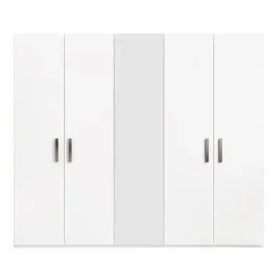 Mara Italian 5 Door Mirror Wardrobe - White image