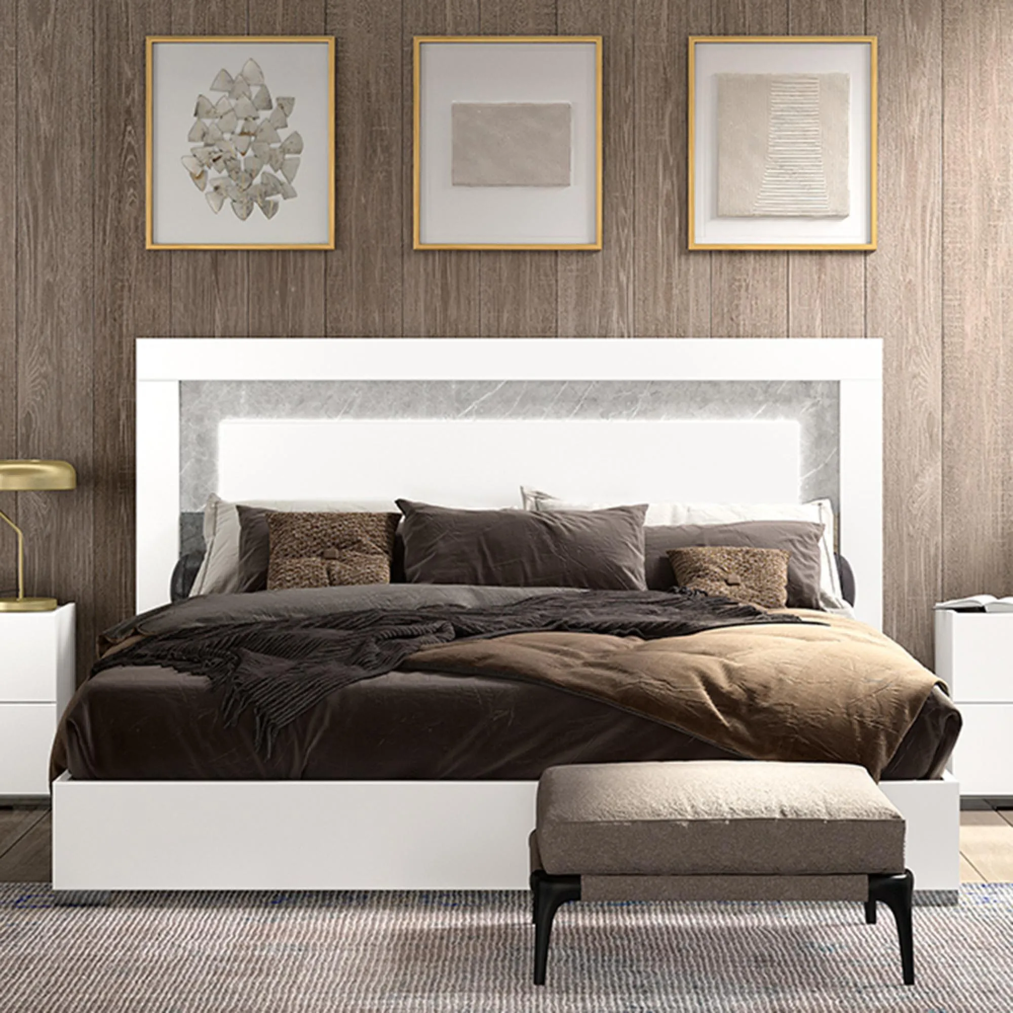 Mara Italian Bed - White Lacquer