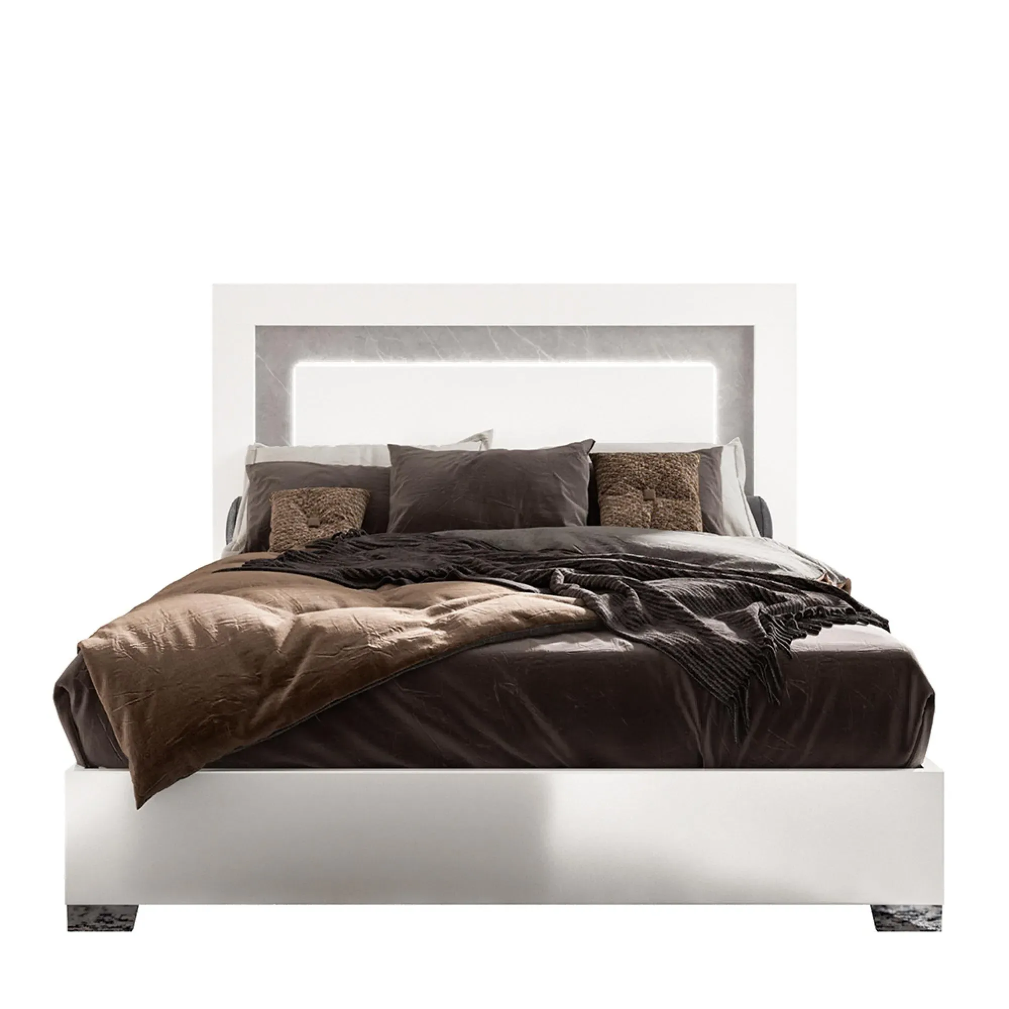 Mara Italian Bed - White Lacquer