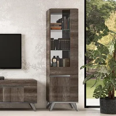 Medea 1 Door Vitrine - RHF - Vintage Oak