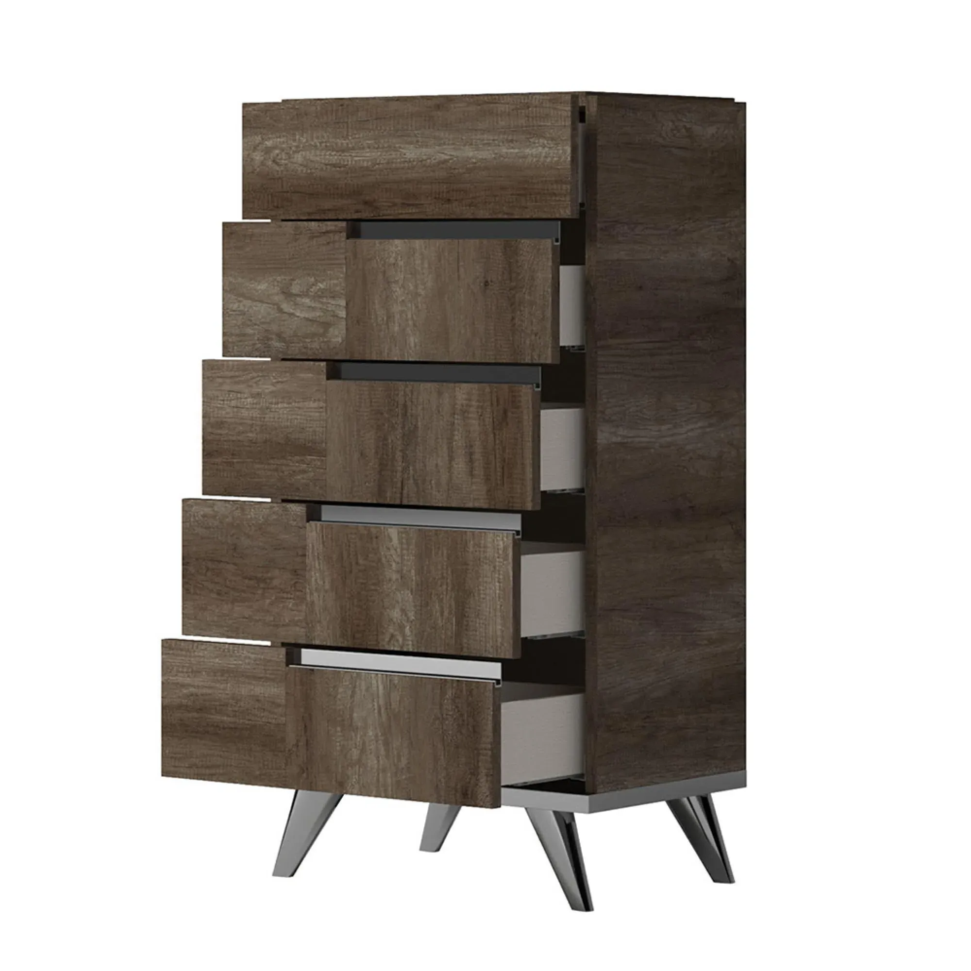 Medea Italian 5 Drawer Tall Chest - Vintage Oak