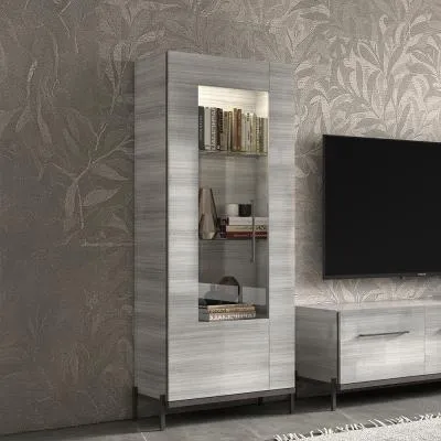 Mia 1 Door Display Cabinet LHF - Grey, Eucalyptus image