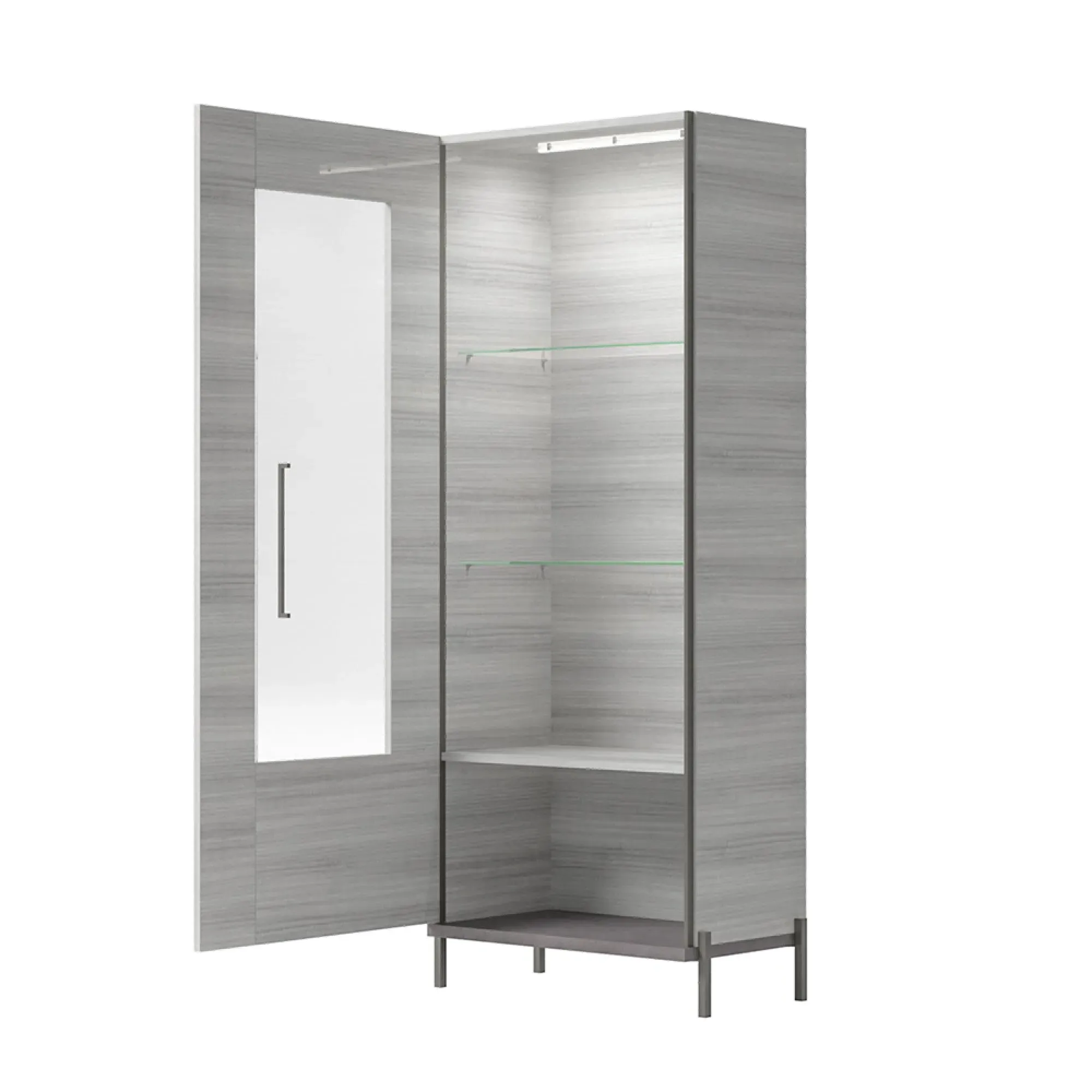 Mia 1 Door Display Cabinet RHF - Grey, Eucalyptus
