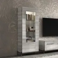 Mia 1 Door Display Cabinet RHF - Grey, Eucalyptus