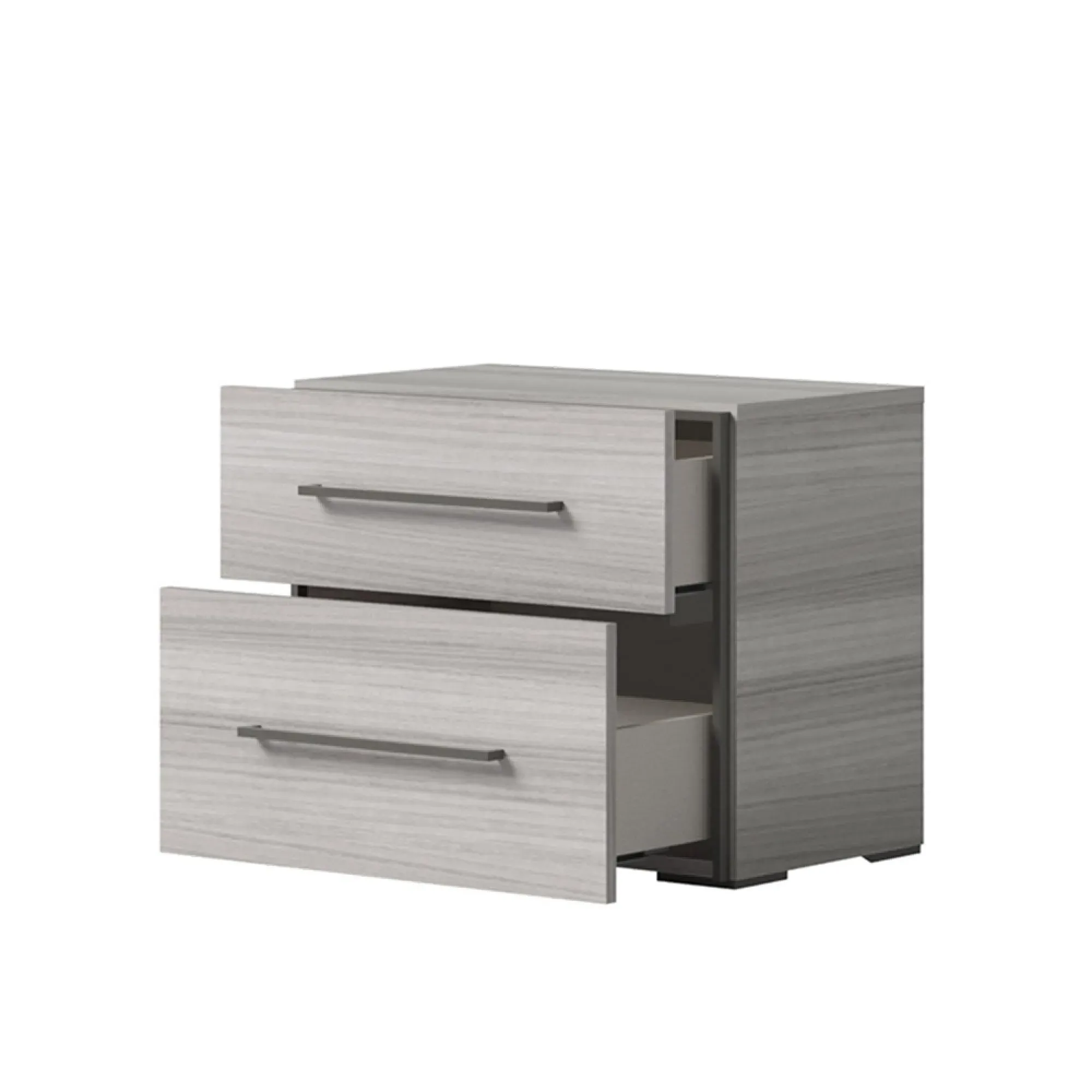 Mia 2 Drawer Bedside Cabinet with Handles - Silver Grey