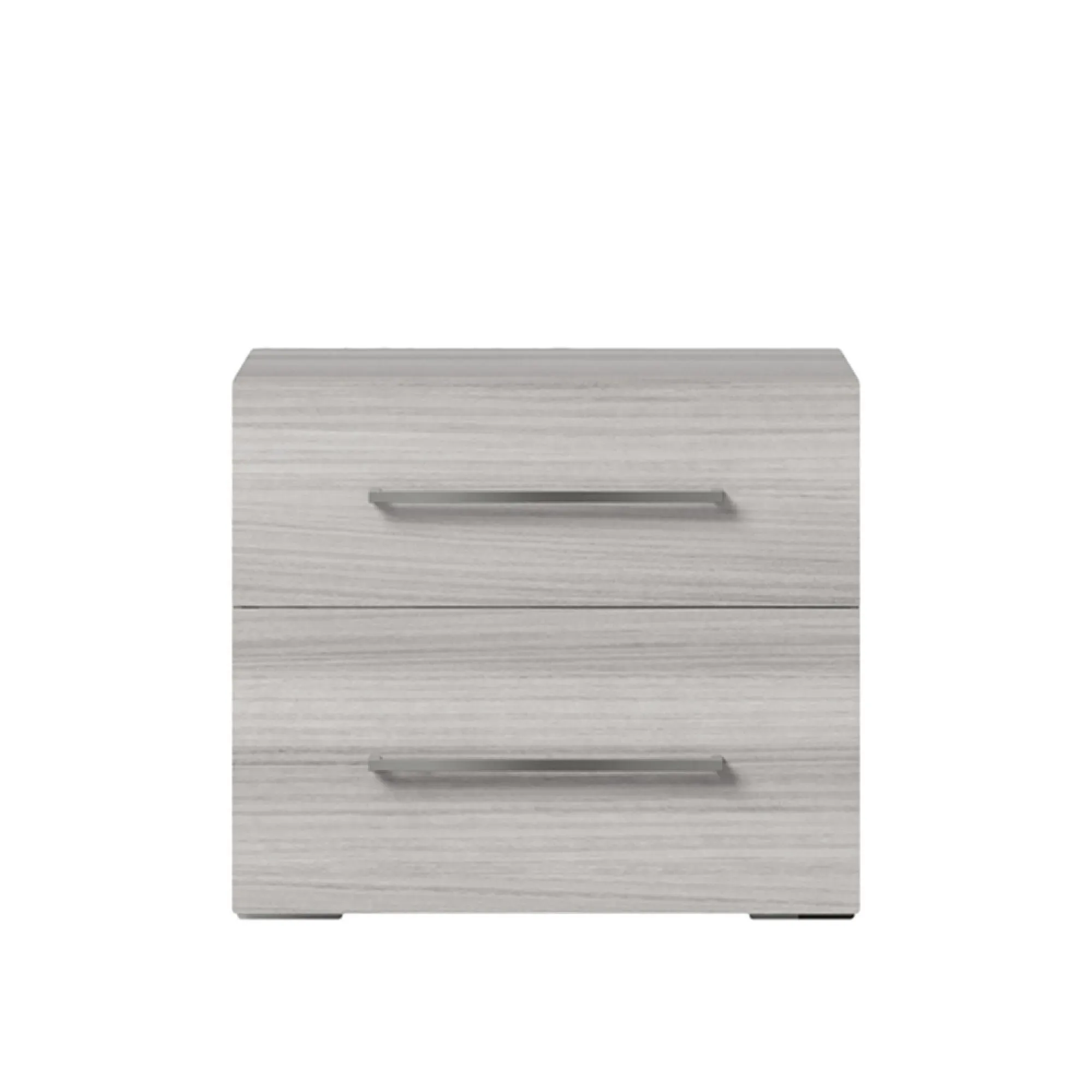 Mia 2 Drawer Bedside Cabinet with Handles - Silver Grey