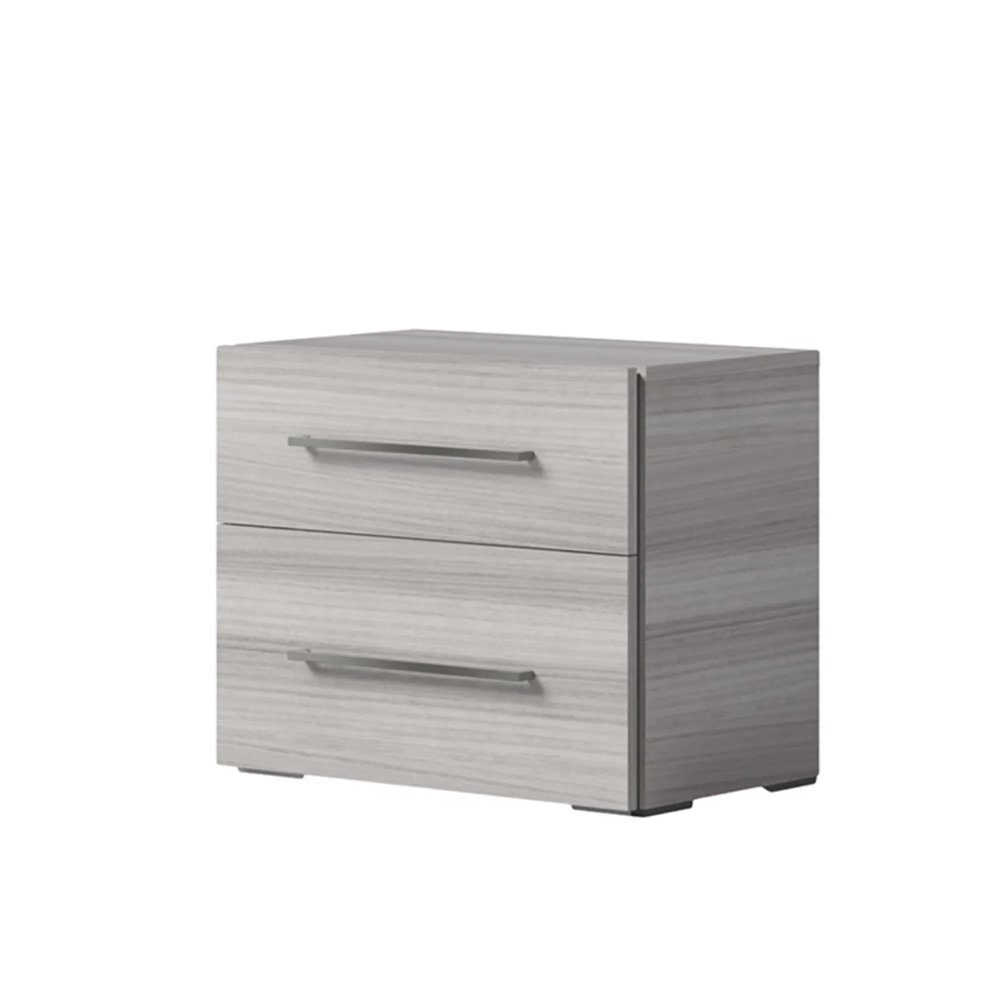 Mia 2 Drawer Bedside Cabinet with Handles - Silver Grey