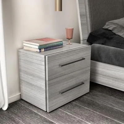 Mia 2 Drawer Bedside Cabinet with Handles - Silver Grey image