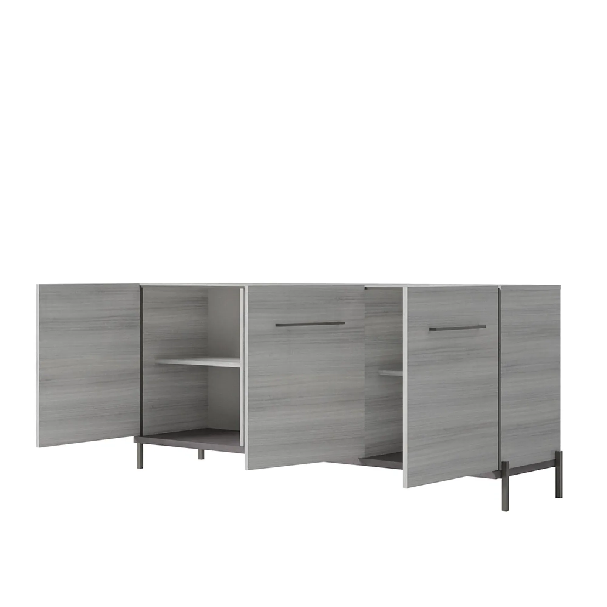 Mia 3 Door Sideboard with Handles - Silver Grey, Eucalyptus