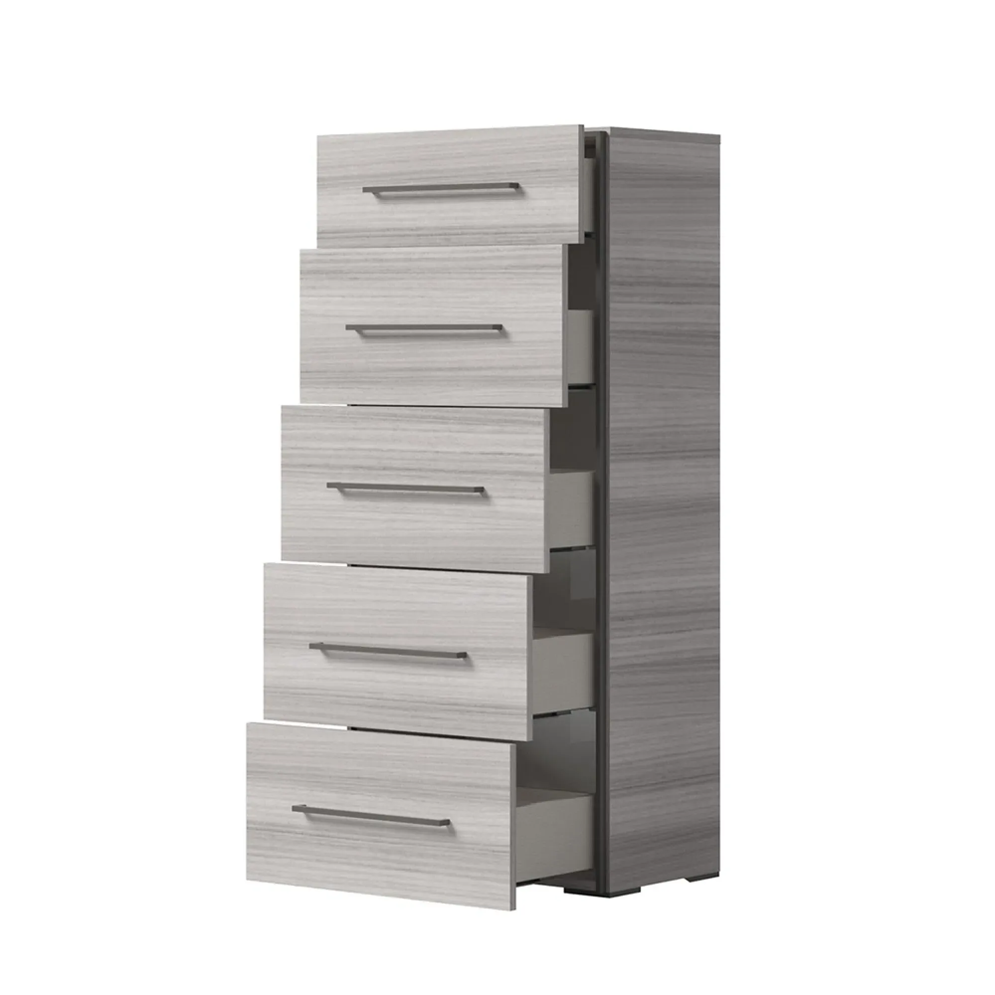 Mia 5 Drawer Tall Chest with Handles - Grey