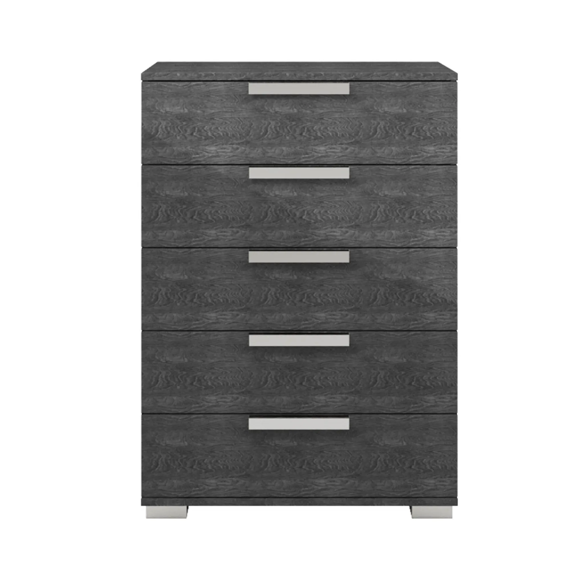 Sarah 5 Drawer Tall Chest with Horizontal Handles - Grey Birch