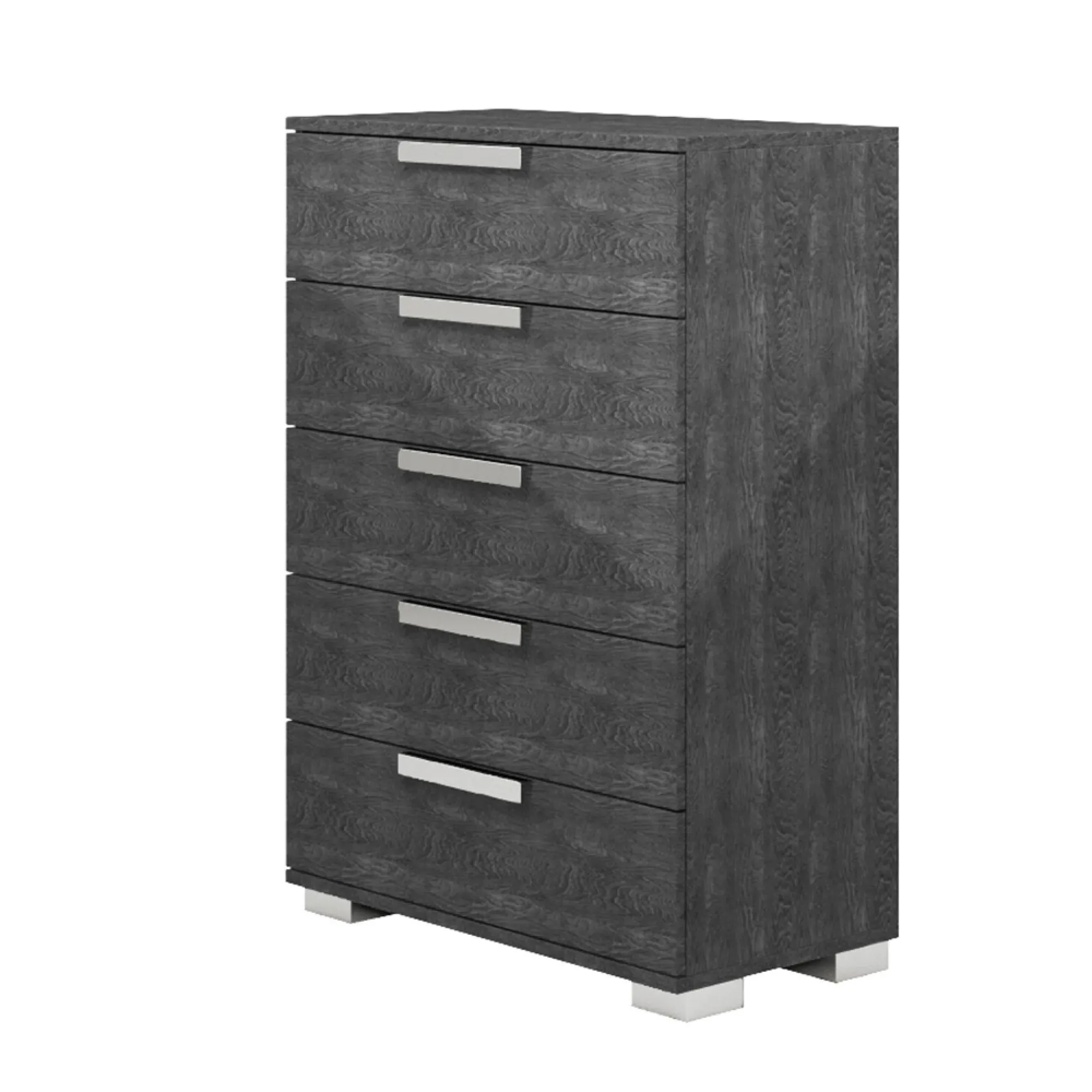 Sarah 5 Drawer Tall Chest with Horizontal Handles - Grey Birch