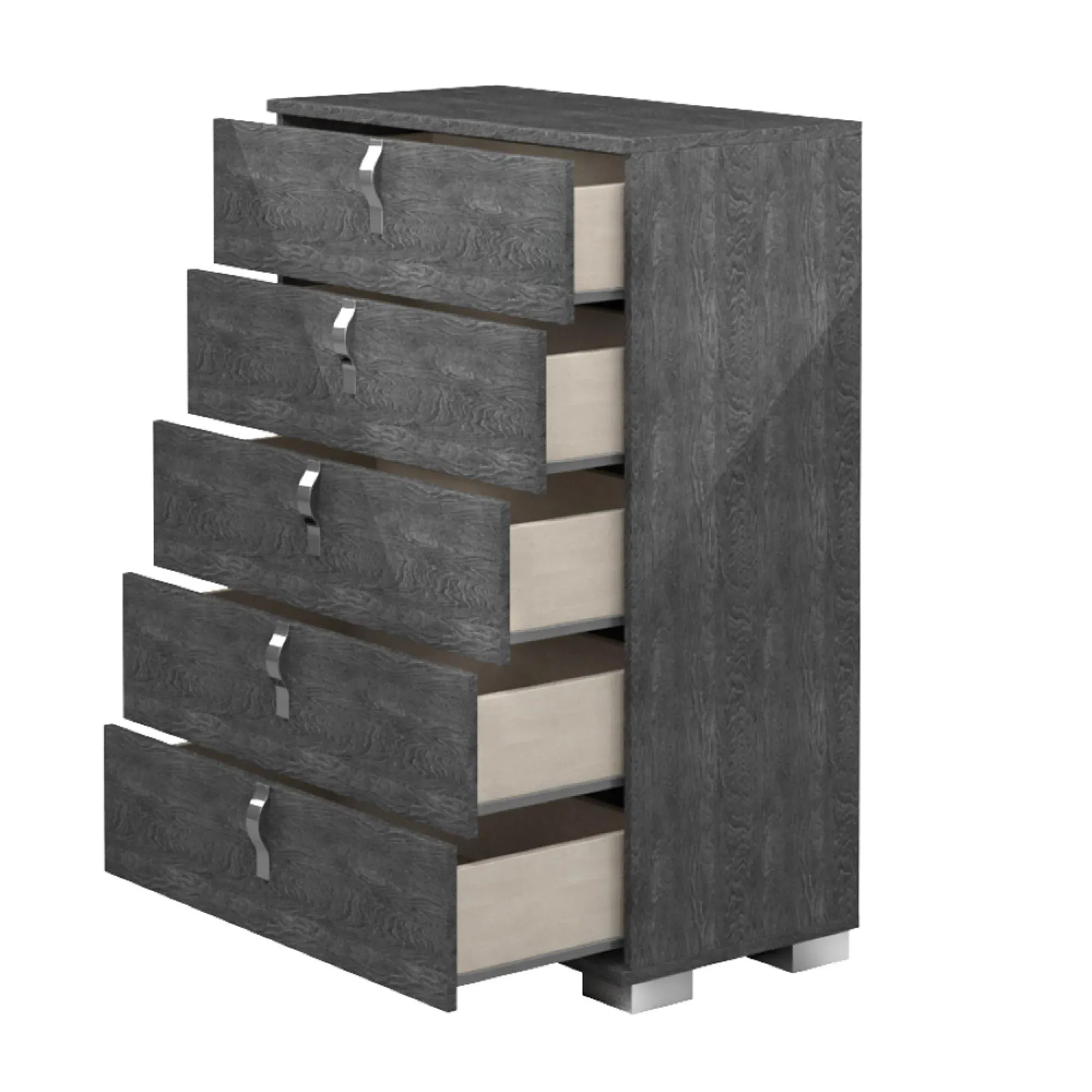 Sarah 5 Drawer Tall Chest with Vertical Handles - Grey Birch