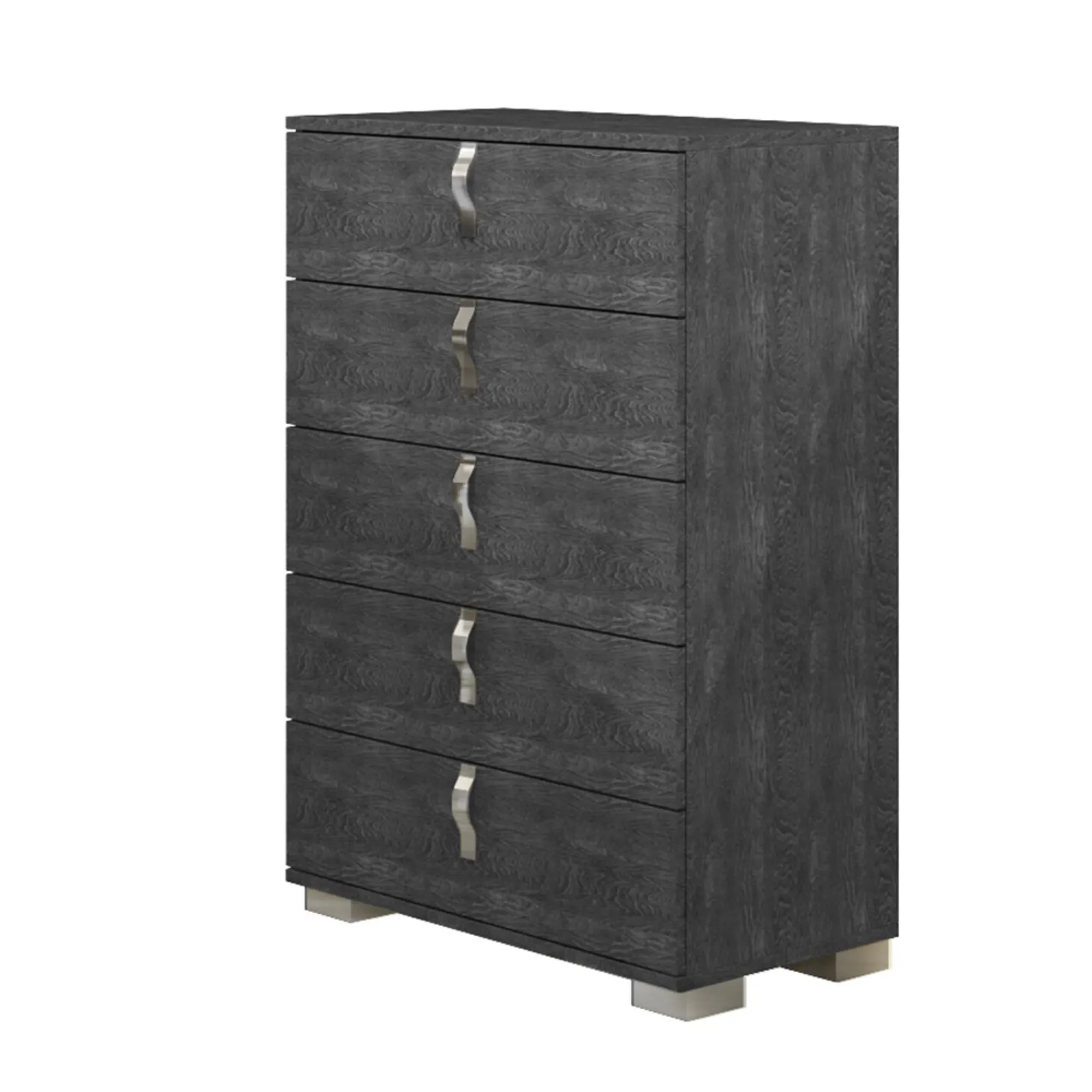 Sarah 5 Drawer Tall Chest with Vertical Handles - Grey Birch