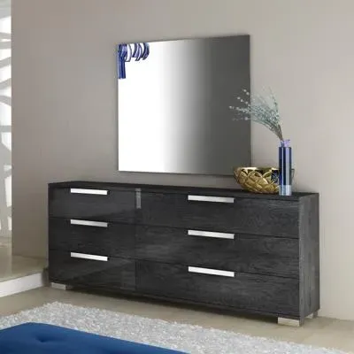 Sarah 6 Drawer Wide Dresser with Horizontal Handles - Grey Birch image
