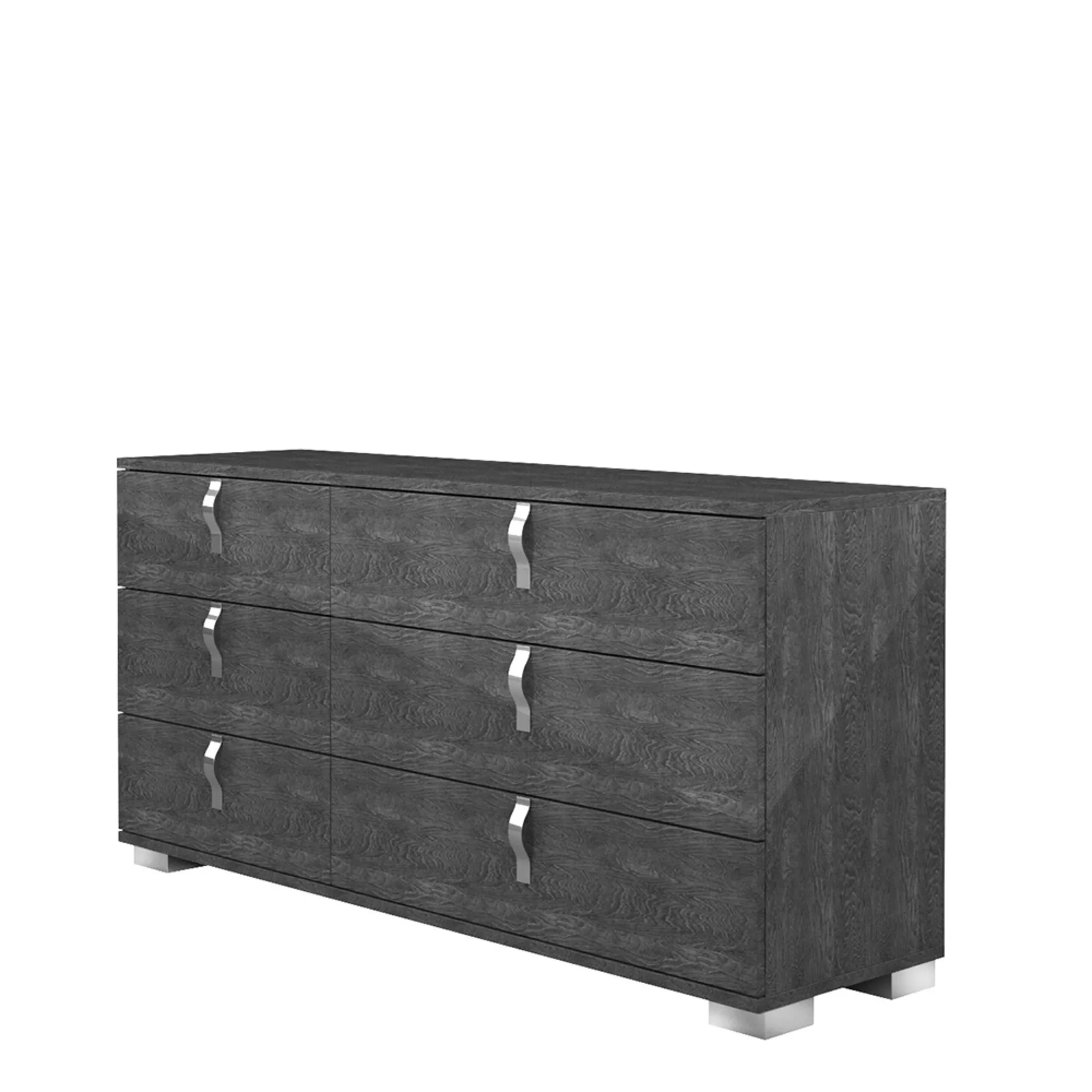 Sarah 6 Drawer Wide Dresser with Vertical Handles - Grey Birch