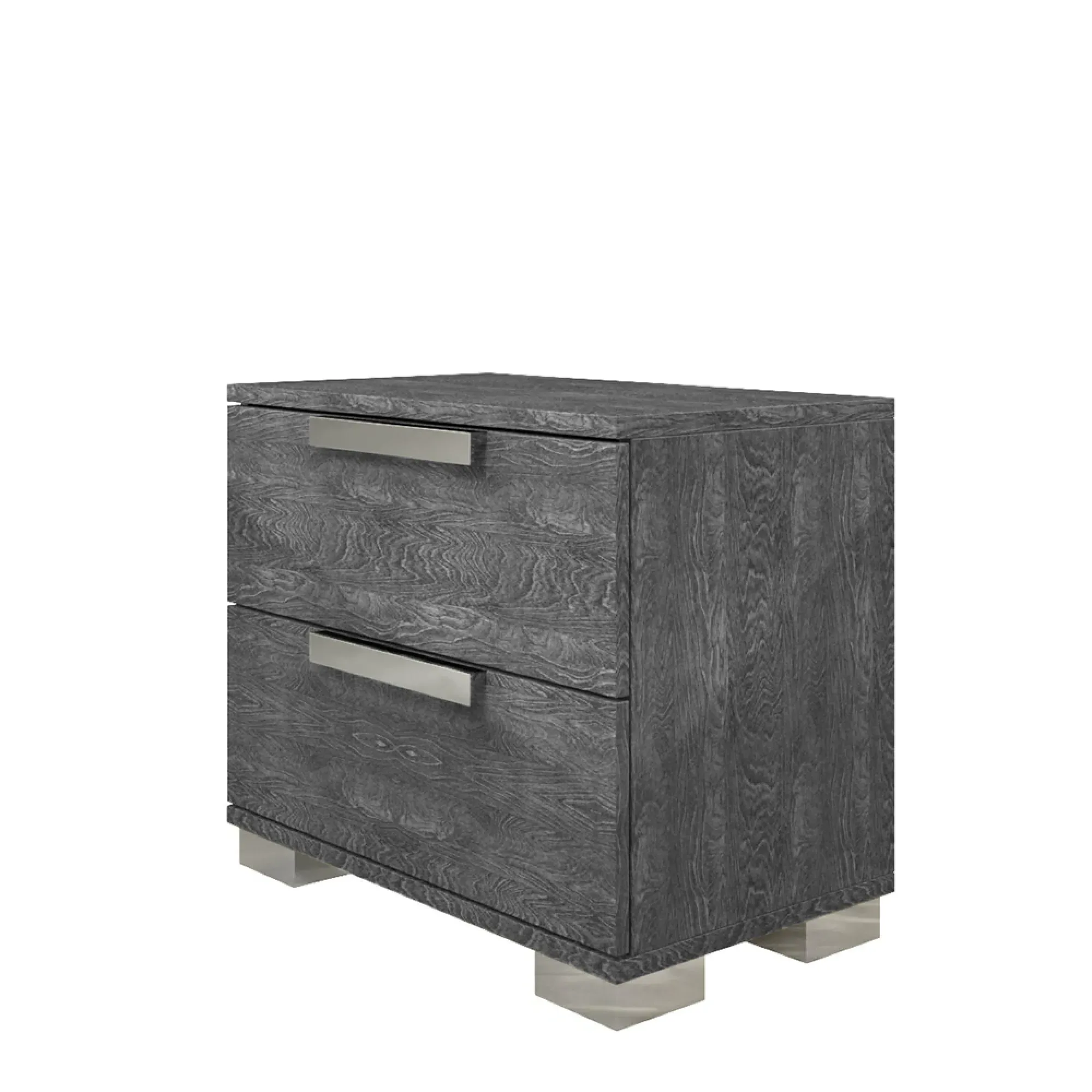Sarah Grey Birch 2 Drawer Bedside Cabinet - Grey, Birch