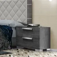 Sarah Grey Birch 2 Drawer Bedside Cabinet - Grey, Birch