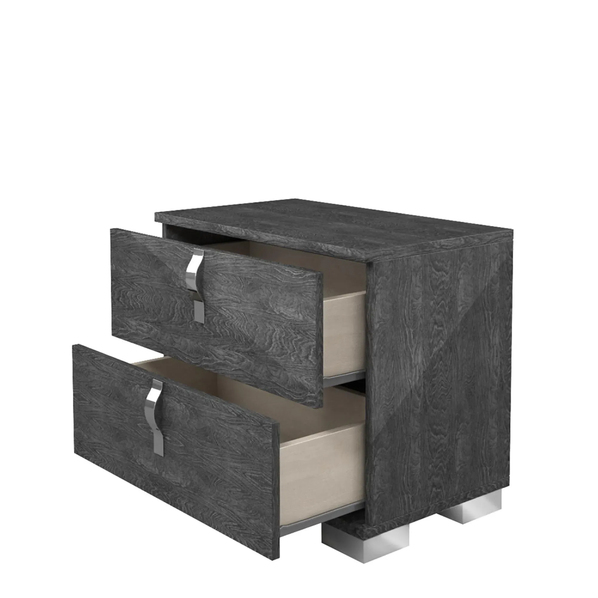 Sarah Grey Birch 2 Drawer Bedside Cabinet - Grey, Birch