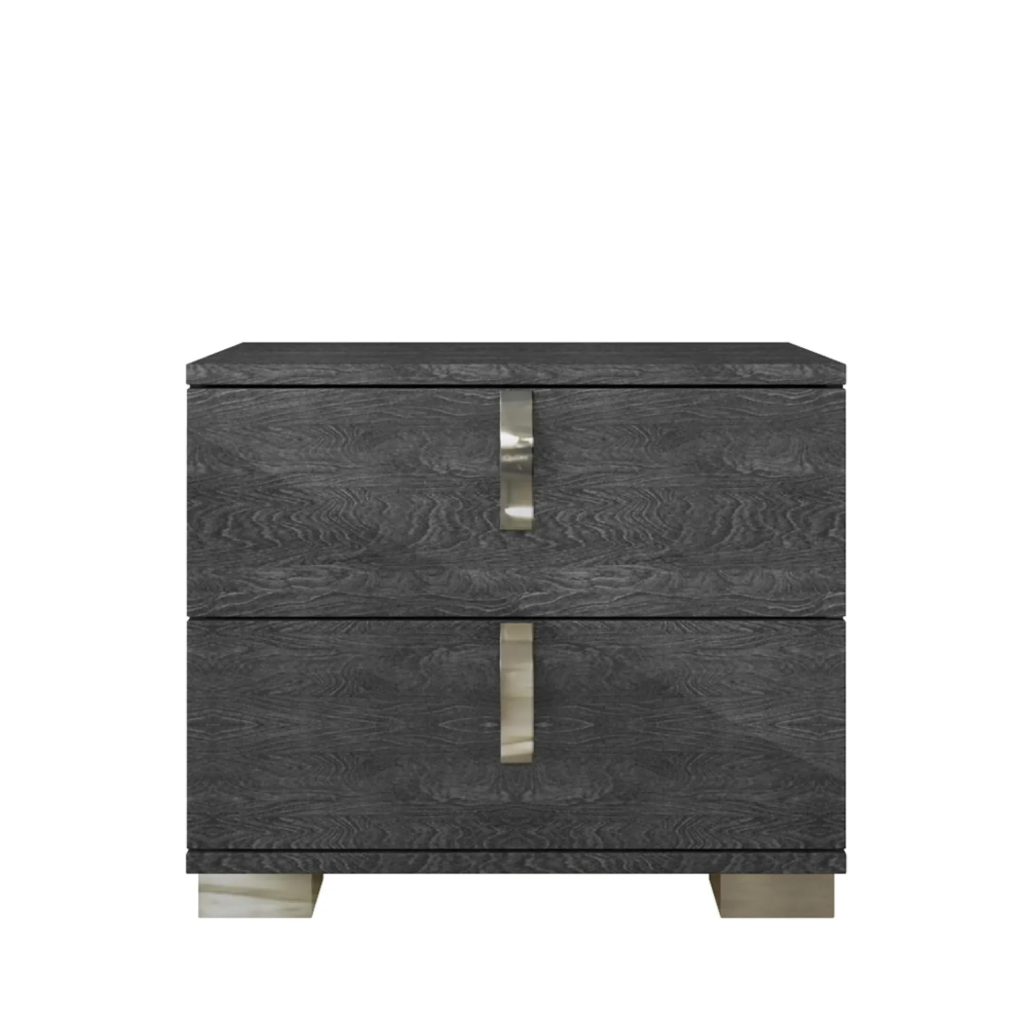 Sarah Grey Birch 2 Drawer Bedside Cabinet - Grey, Birch