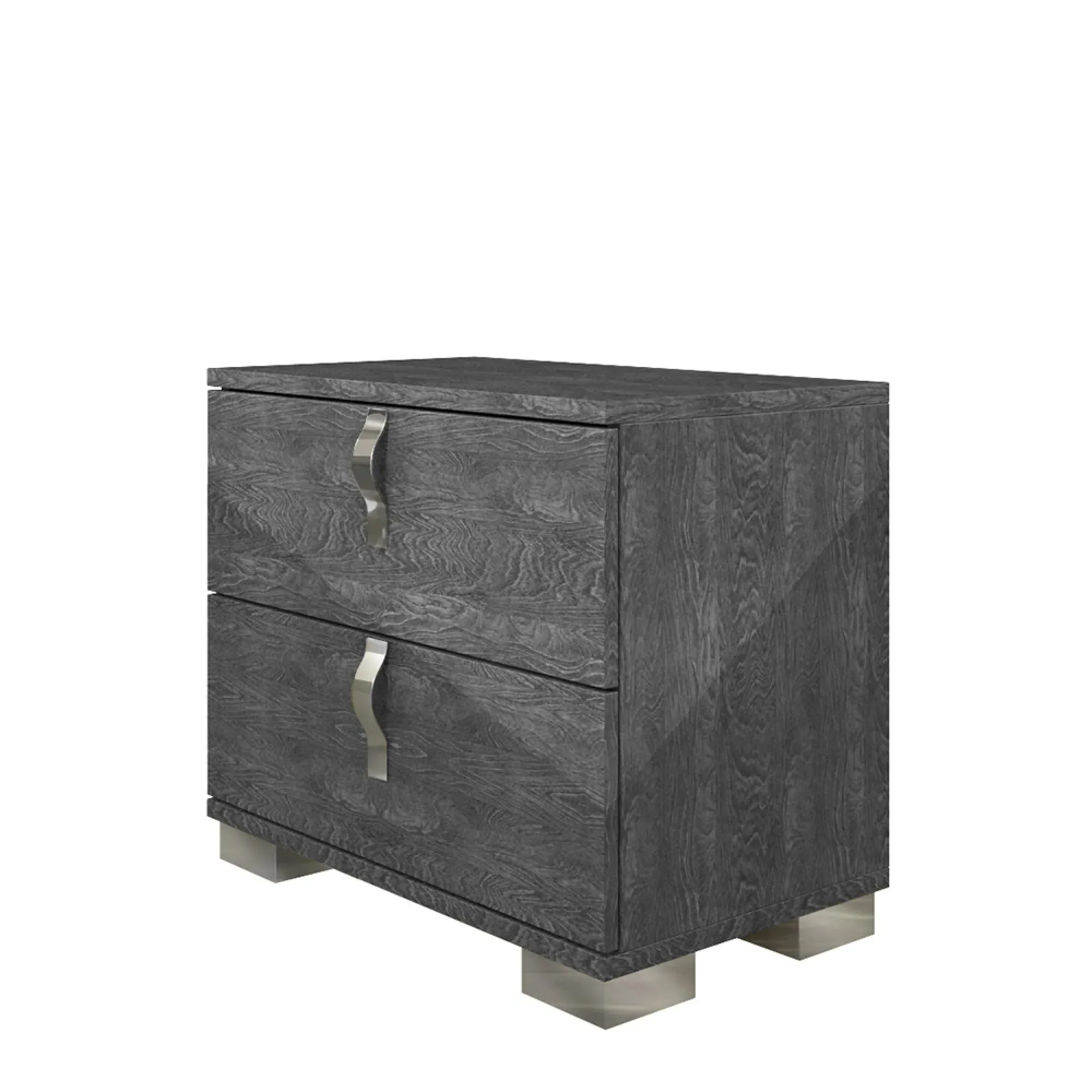 Sarah Grey Birch 2 Drawer Bedside Cabinet - Grey, Birch