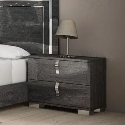 Sarah Grey Birch 2 Drawer Bedside Cabinet - Grey, Birch