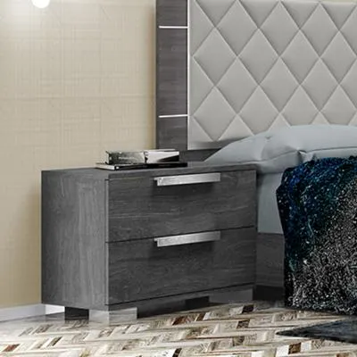 Sarah Grey Birch 2 Drawer Bedside Cabinet - Grey, Birch image