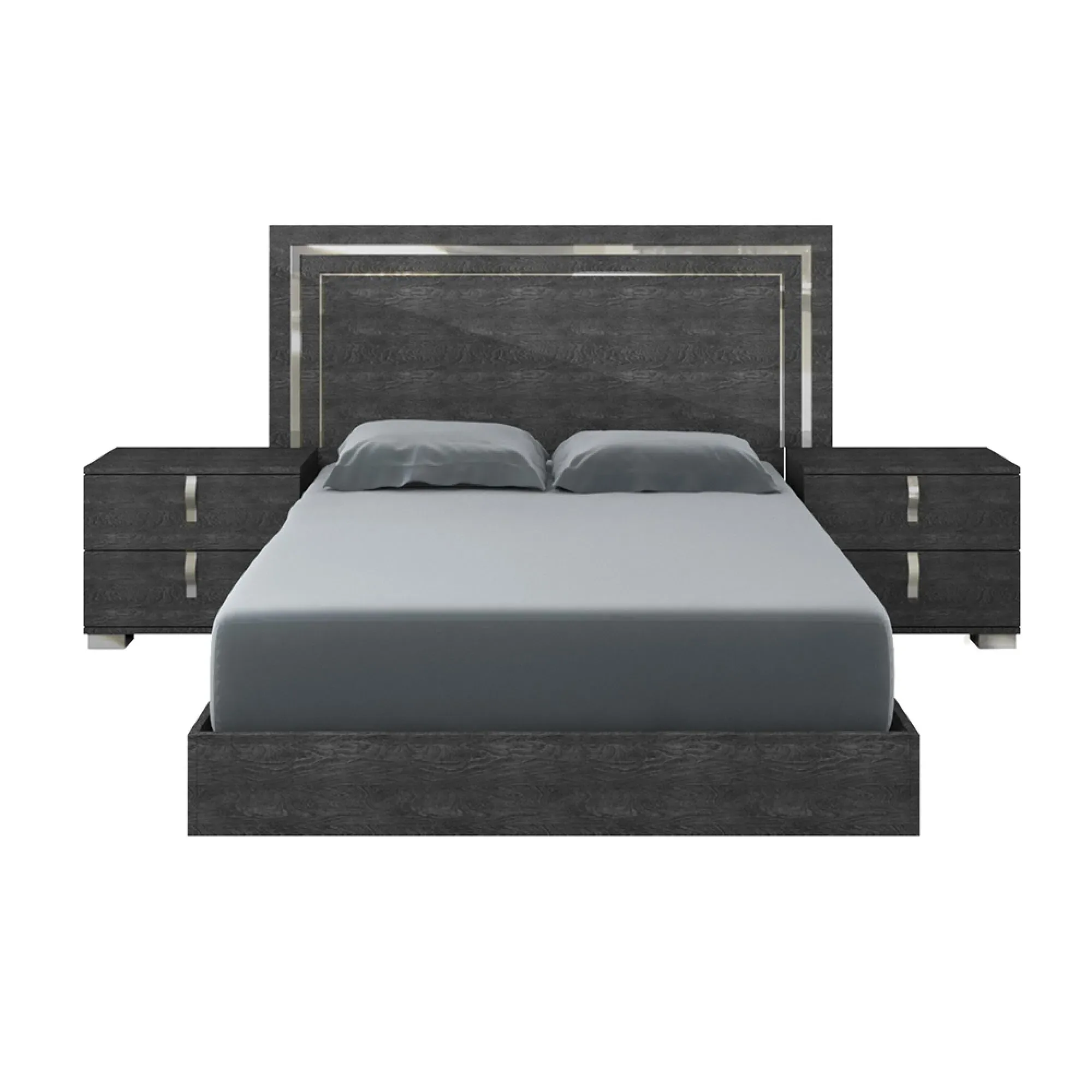 Sarah Italian Bed Frame - Grey, Birch