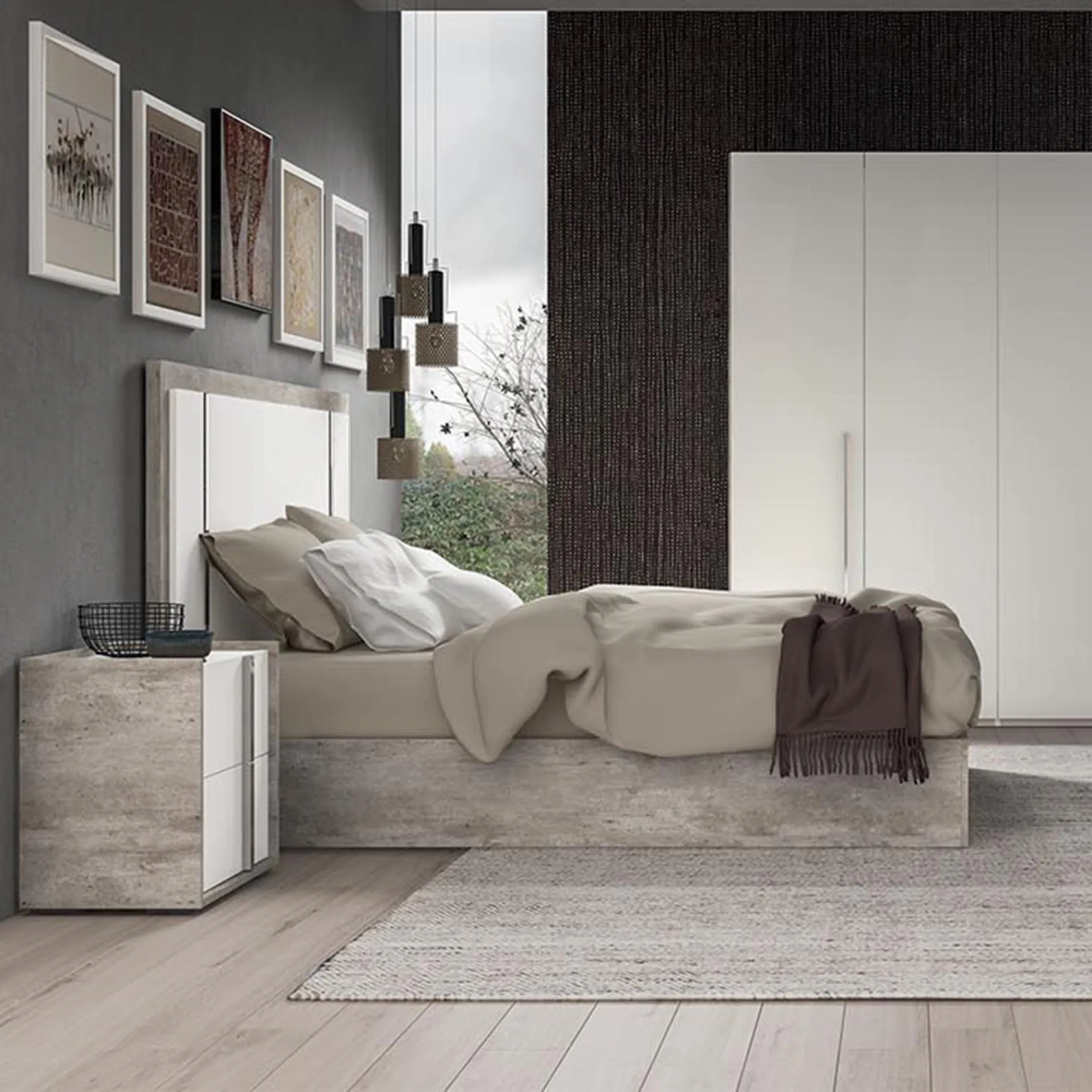 Treviso Italian Bed - Grey