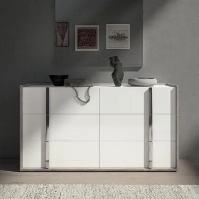 Treviso Wide 6 Drawer Dresser - White image