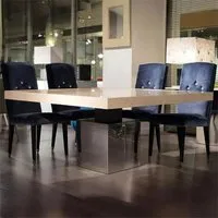 Athena 8 Seater Square Dining Table - Marble, Steel