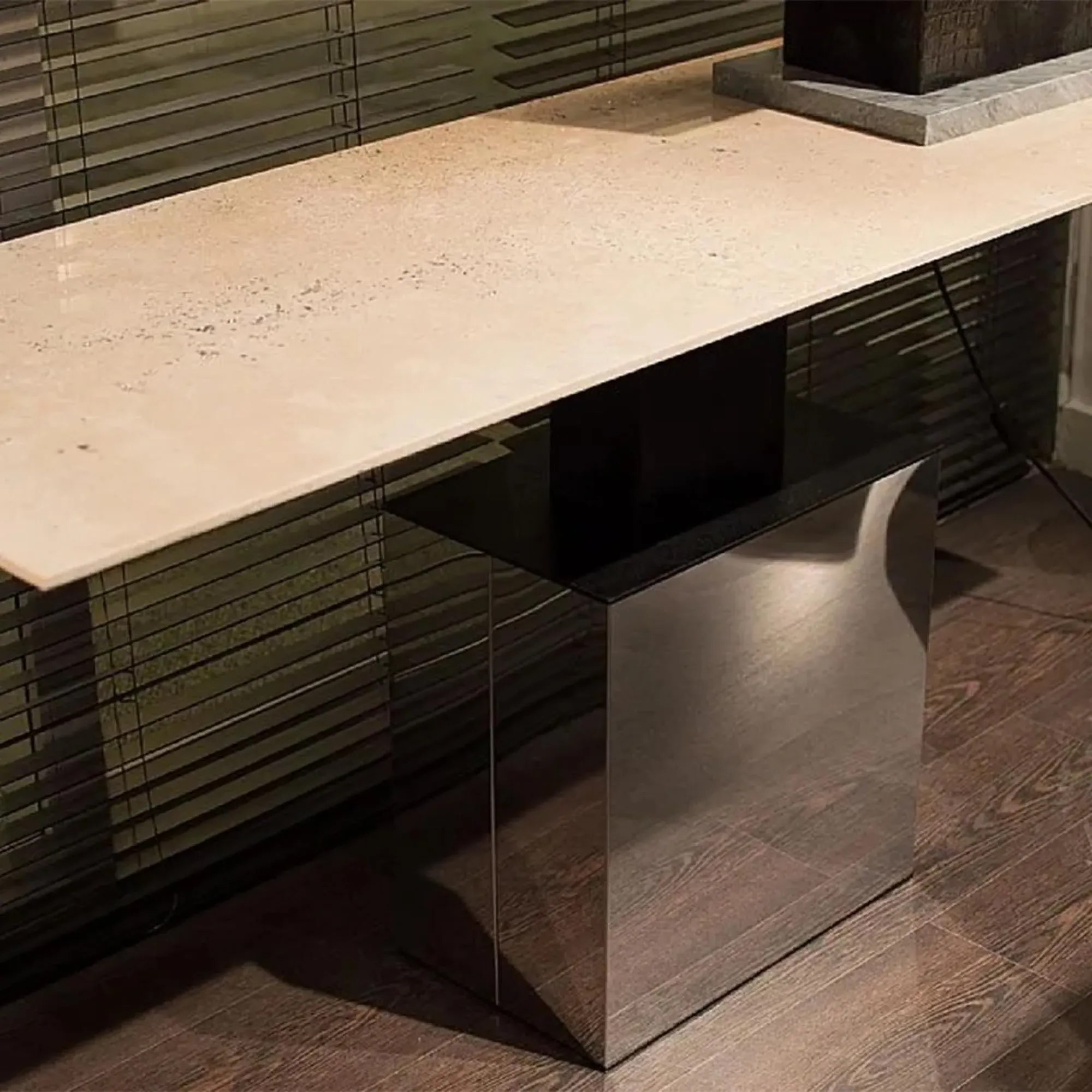 Athena Console Table with Stainless Steel Base - Marble