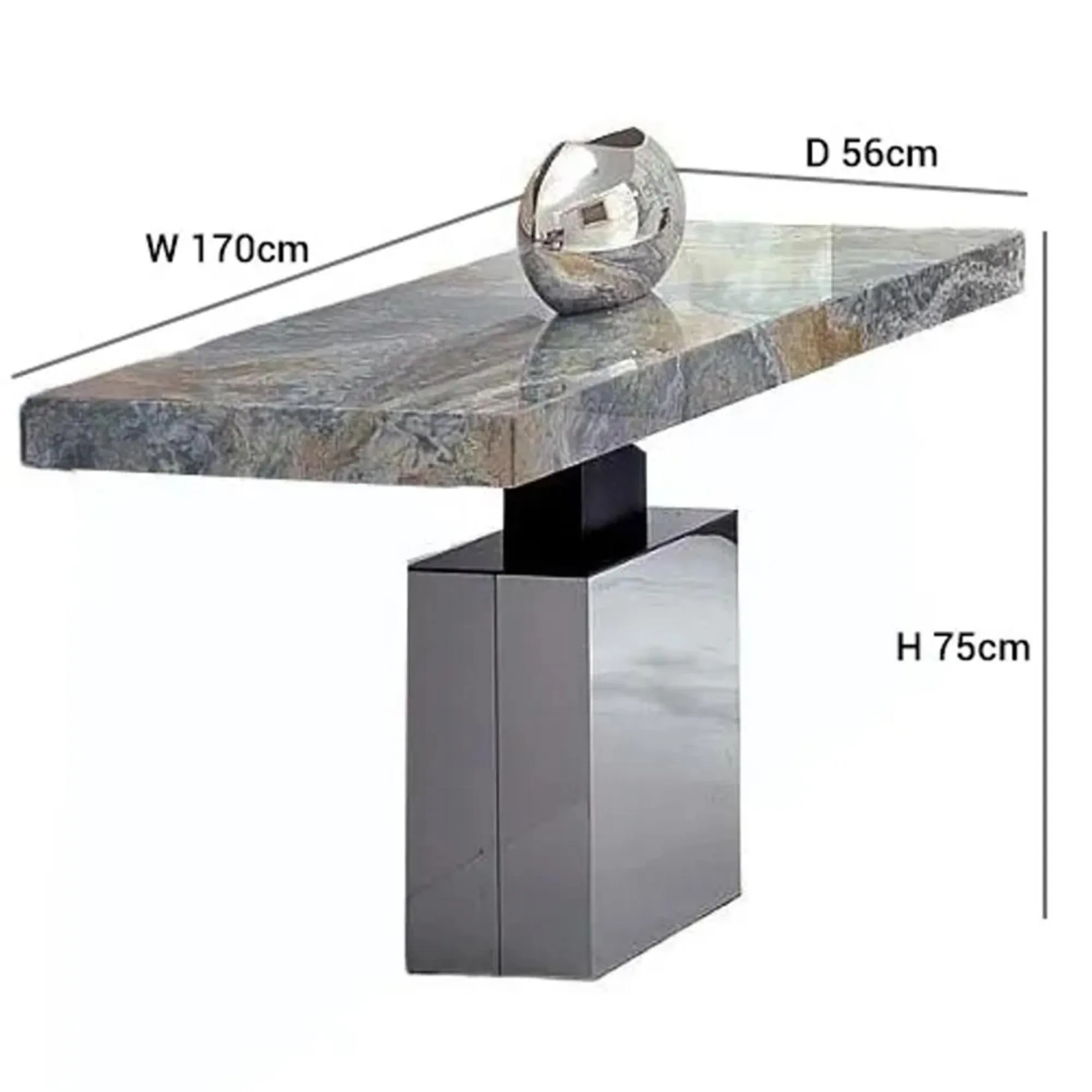 Athena Console Table with Stainless Steel Base - Marble