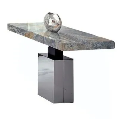 Athena Console Table with Stainless Steel Base - Marble image