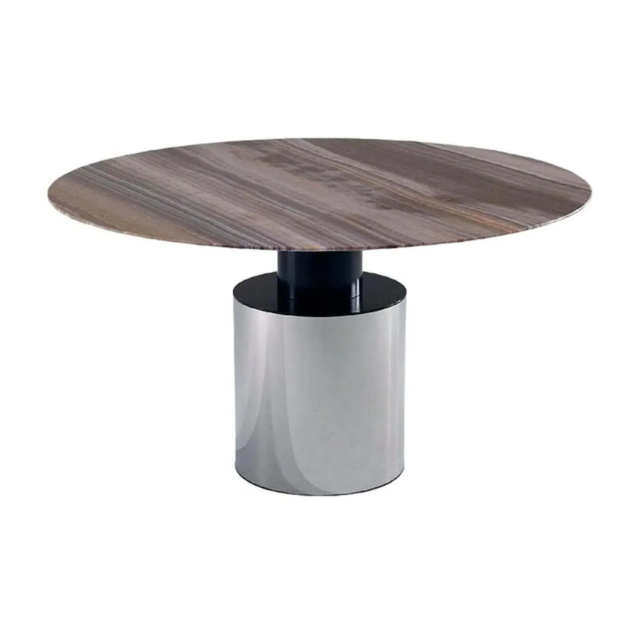 Athena Round Dining Table with Steel Pedestal Base - Marble