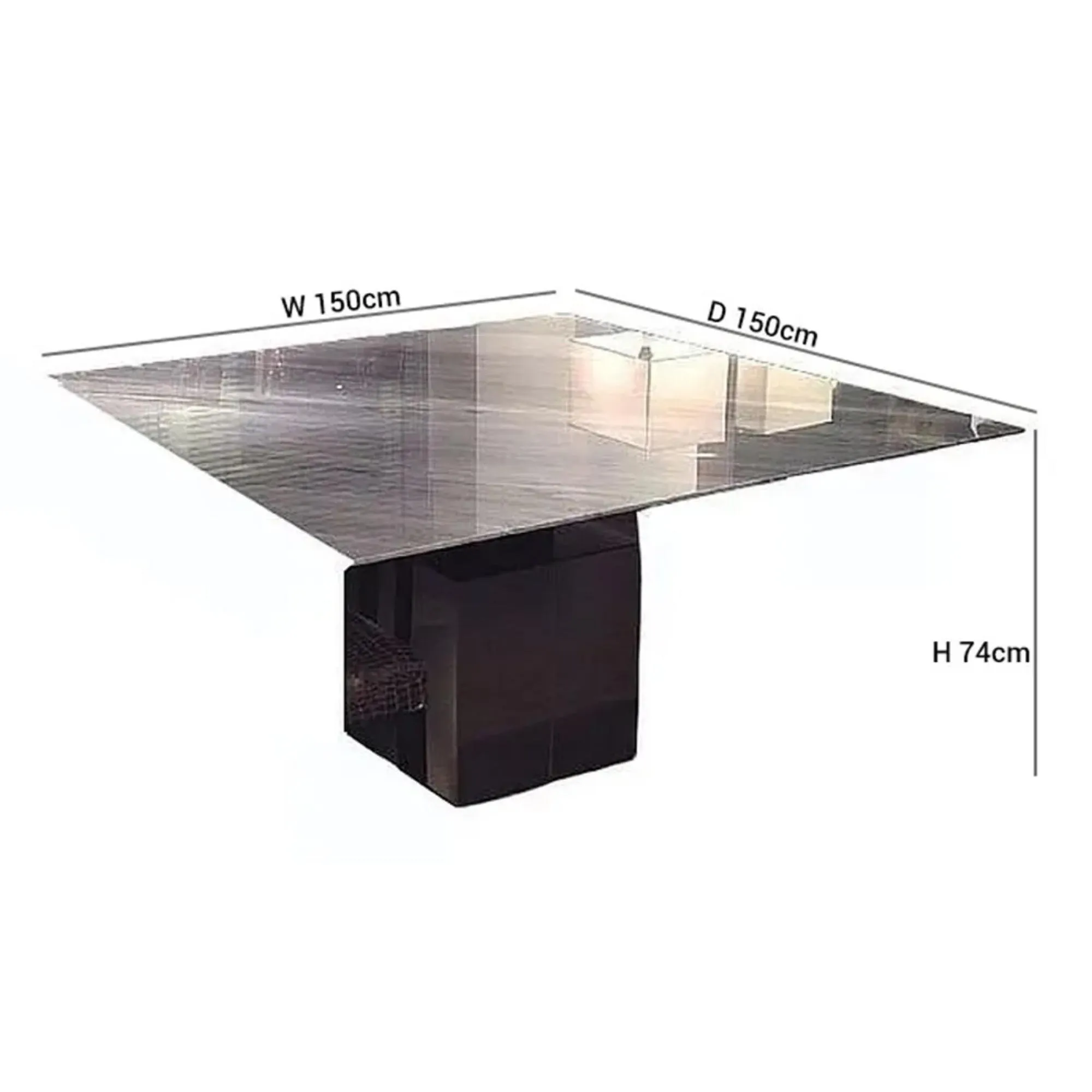 Athena Thin 8 Seater Square Dining Table - Marble, Steel